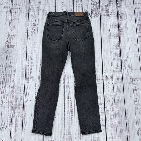 Madewell The Perfect Vintage Jean Crop Straight 25 Black Distressed High Rise - Picture 2 of 8